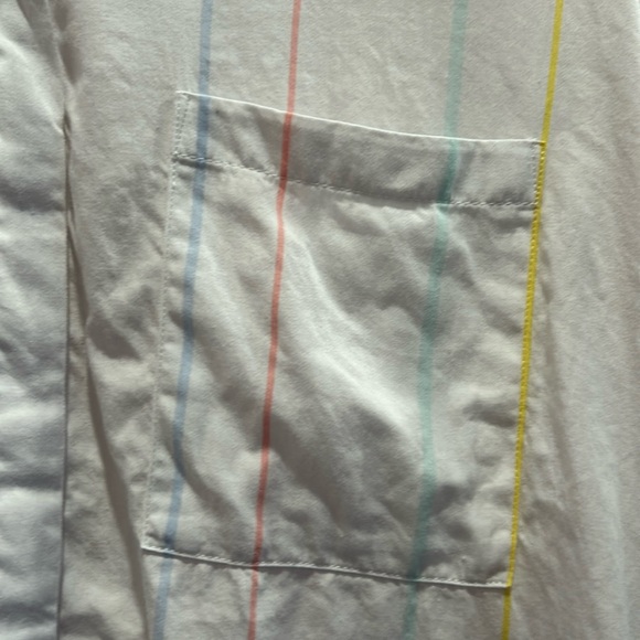 Adorable! White Button Down with Colourful Pinstripes - Picture 3 of 5